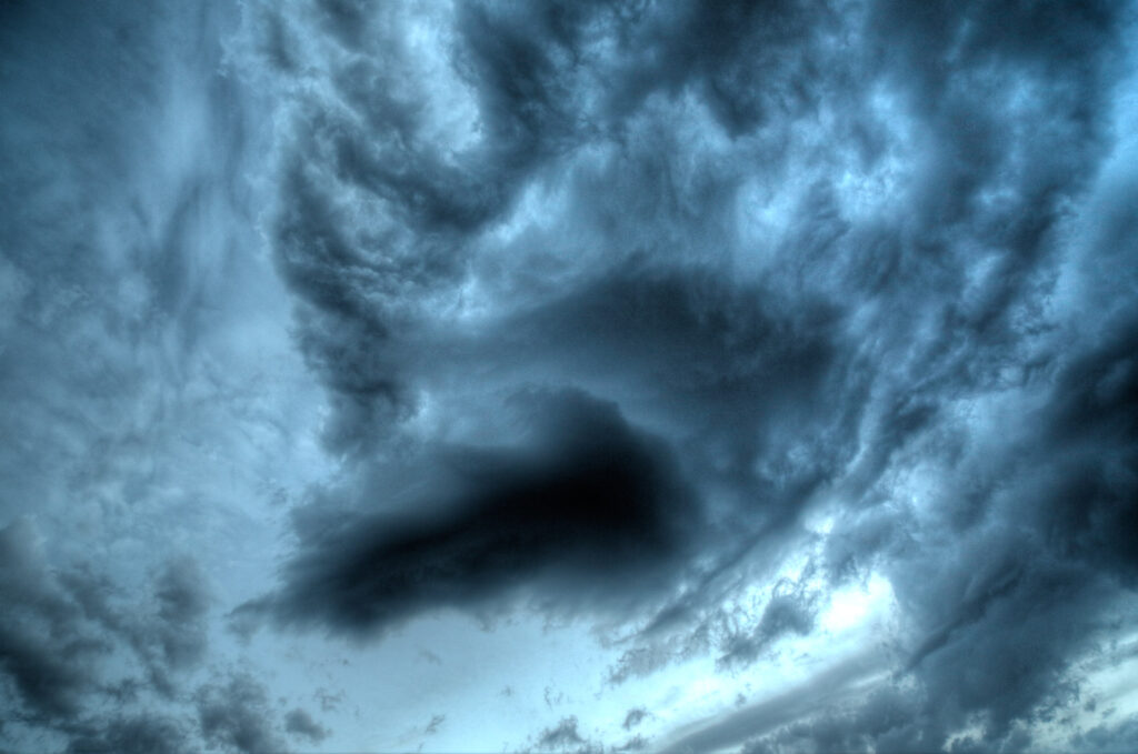 Dark stormy clouds in dramatic sky